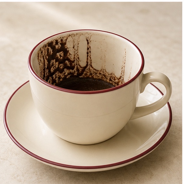 Example showing the left interior wall of the cup